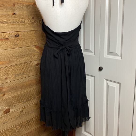 Jonathan Martin Pleated Dress Black Halter Neck Sleeveless Size 8 - Picture 5 of 7